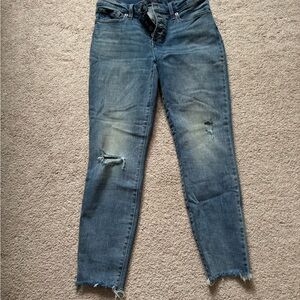 Women's Distressed Blue Jeans